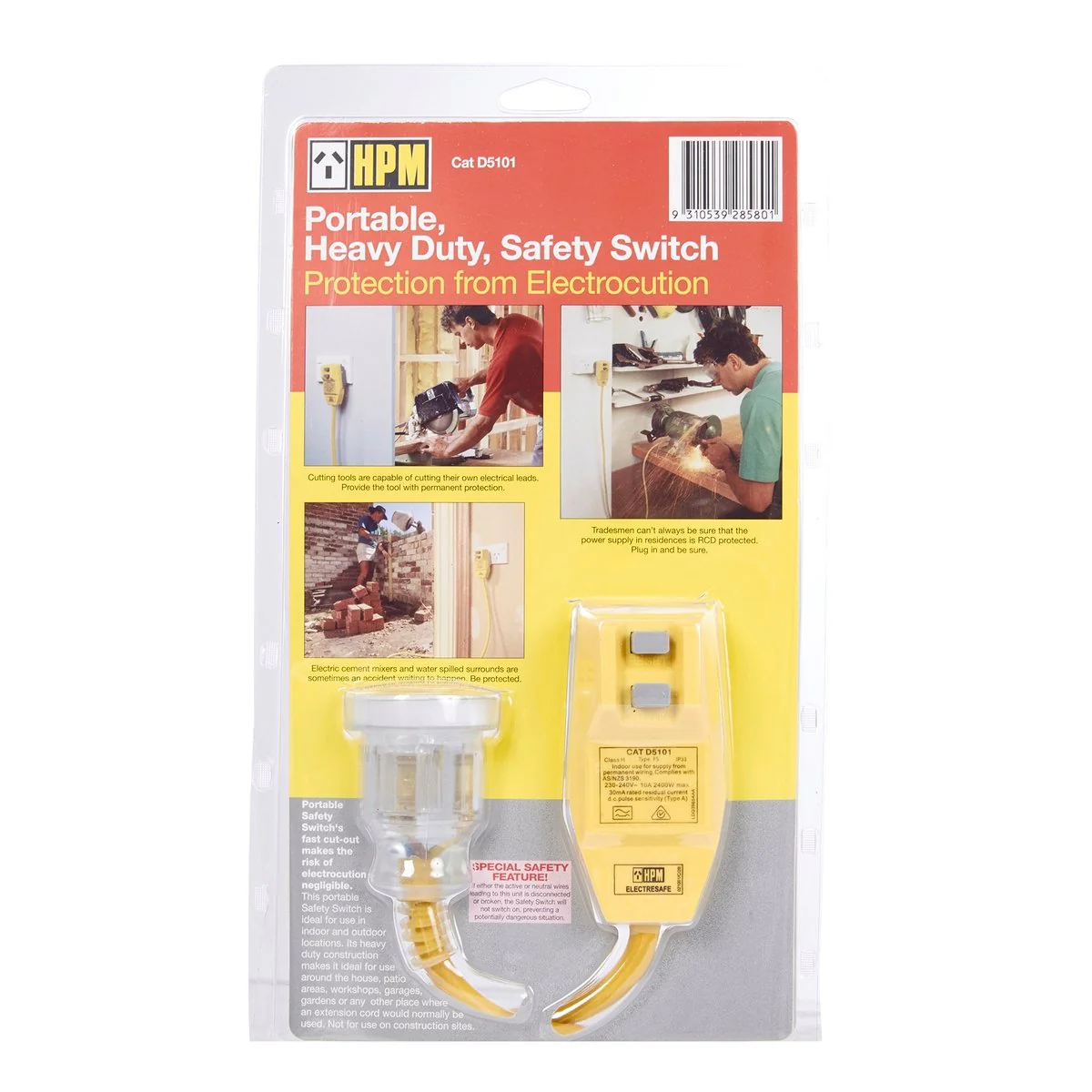HPM Extension Lead - 1.6m - PVC - Inbuilt RCD Safety Switch - Image 4