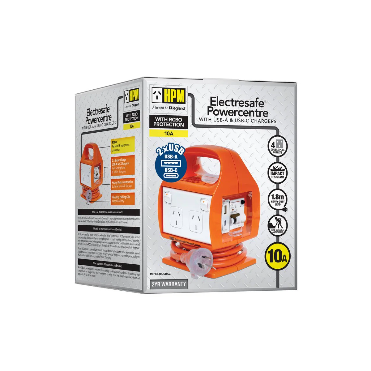 HPM Portable Powerboard - 150mm x 190mm - Plastic - USB Type A & C - Image 4