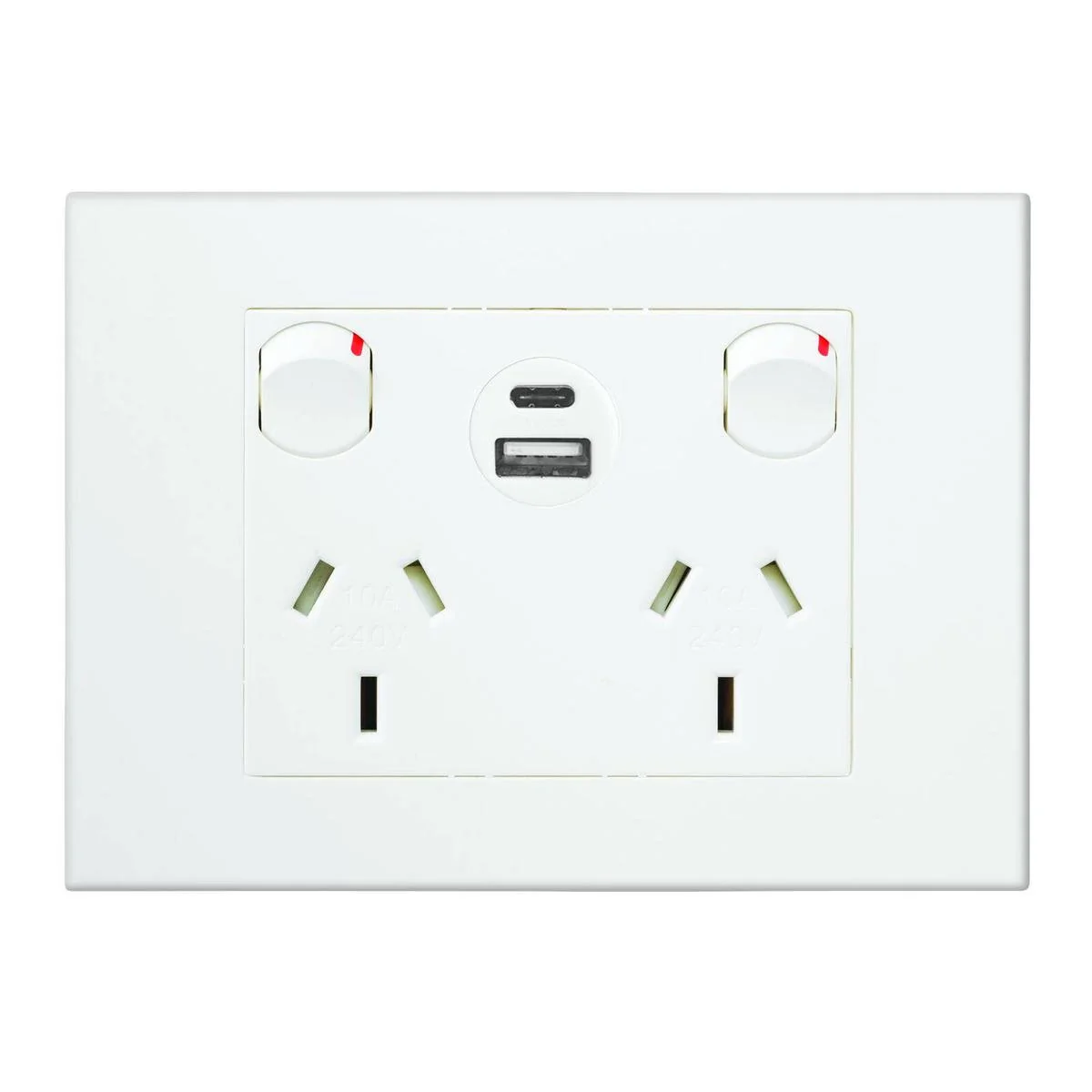Hpm White Vivo Double Powerpoint - 2 Outlets - 15W USB Charger - Compact Design