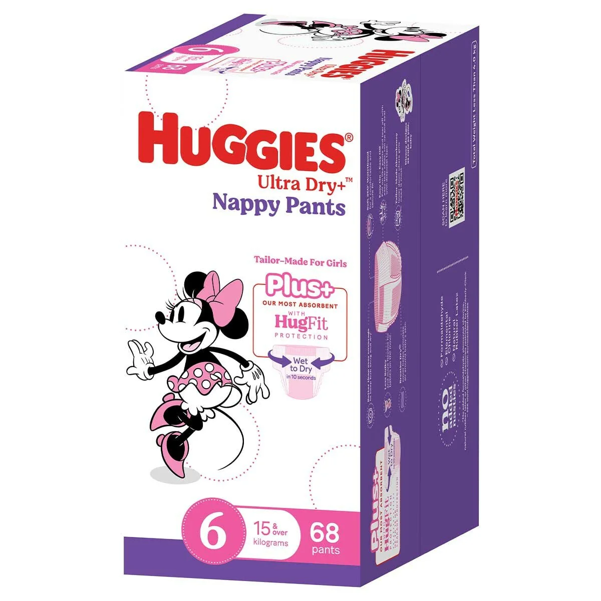 Huggies Girls Ultra Dry+ Nappy Pants Size 6 (15kg+) 68 Absorbent - Image 2