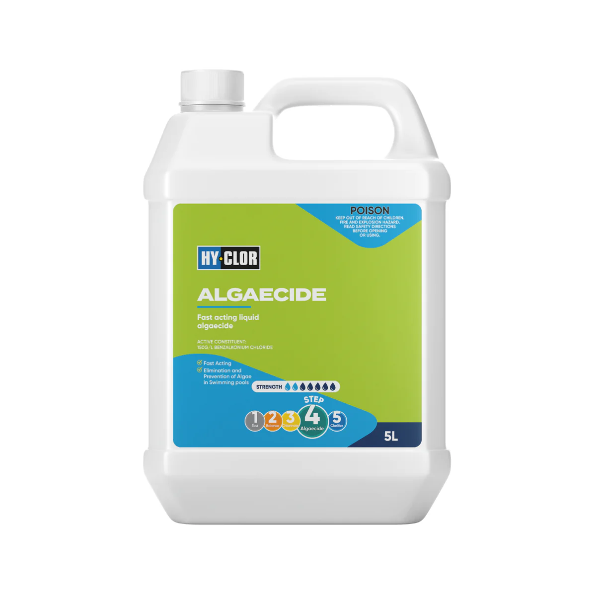 Hy-Clor 5L Algaecide - Control Algae - Liquid - Fast Acting - Metal Free