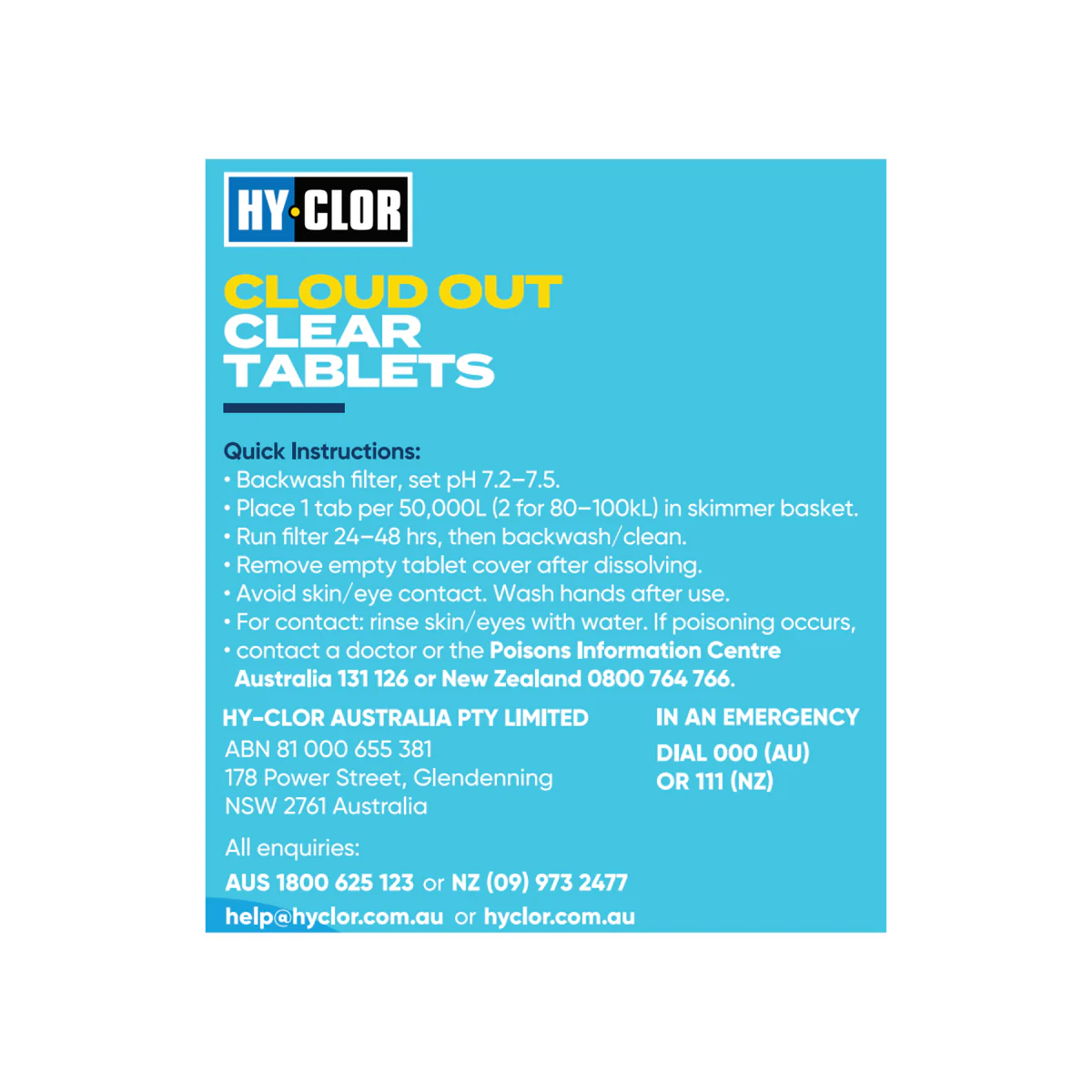 Hy-Clor Cloud Out Tablets - 2 Pack - Aluminium Sulphate - Fine Filtration - Image 3