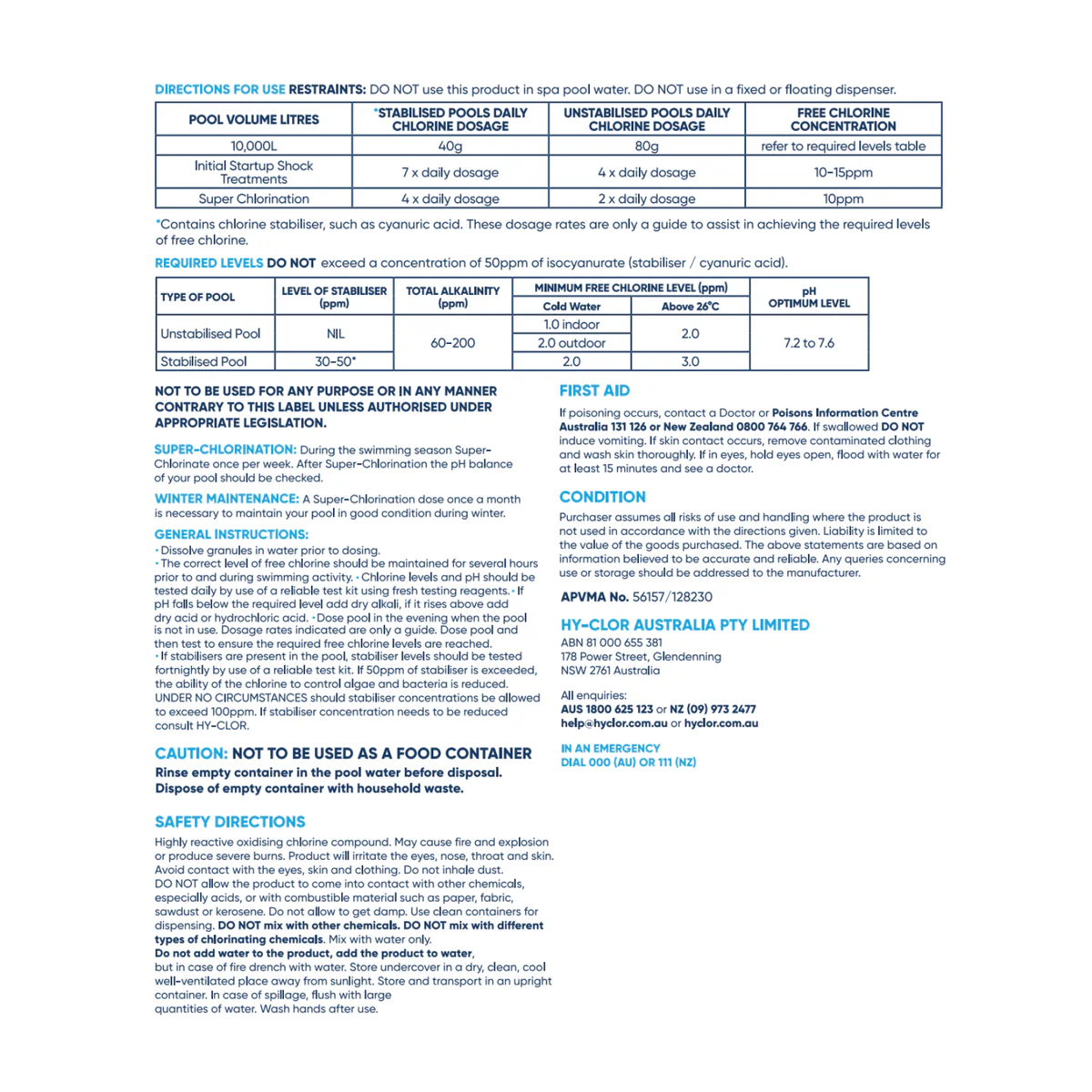 Hy Clor Granular Pool Chlorine - 4kg - Calcium Hypochlorite - Algae Control - Image 3