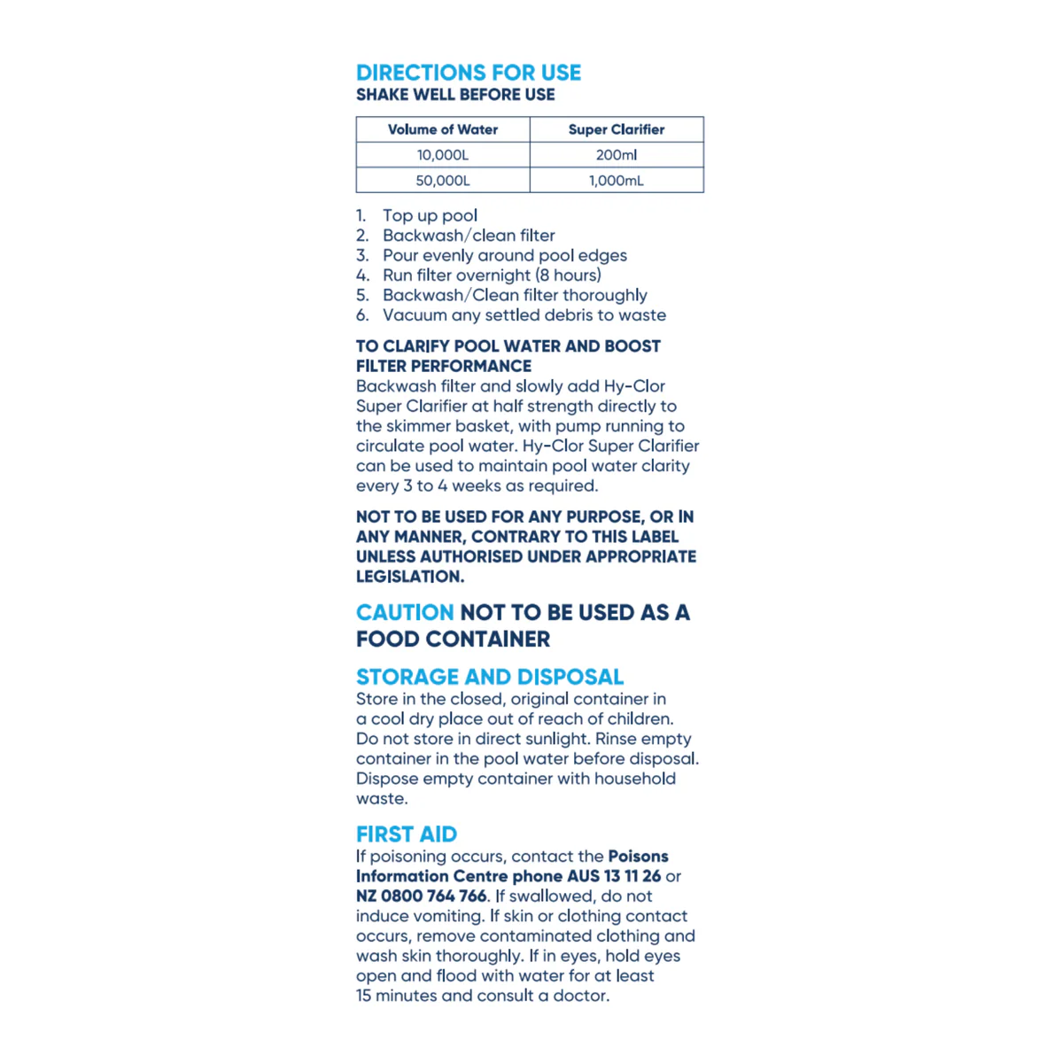 Hy Clor Super Clarifier - 1L - Poly Aluminium Chloride - Fast Acting - Image 3