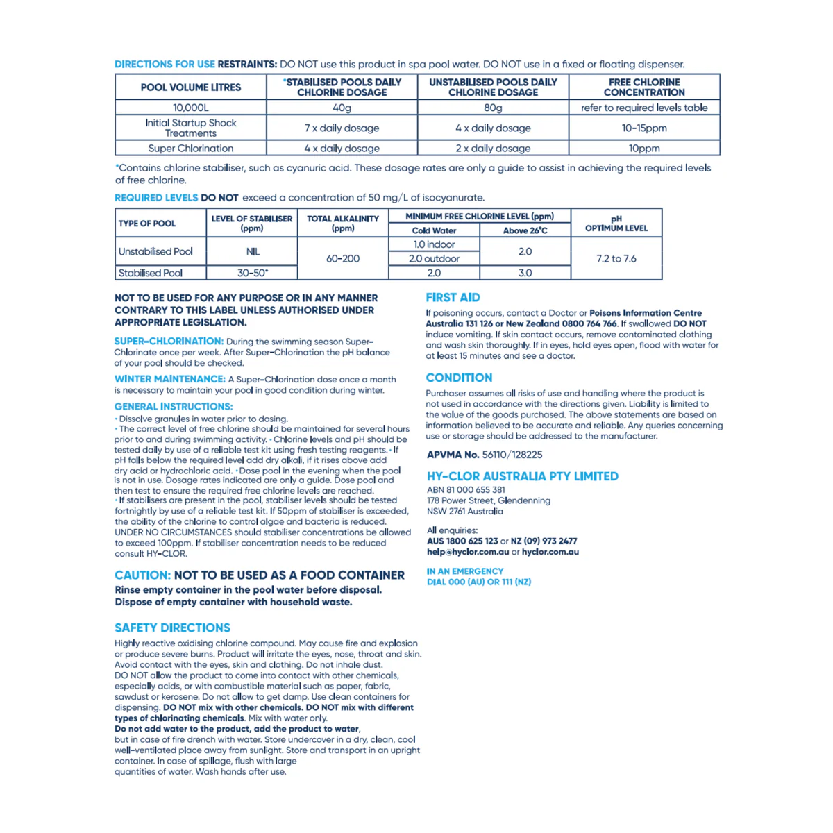 Hy Clor Super Shock - 10kg - Calcium Hypochlorite - Algae Killer - Image 3