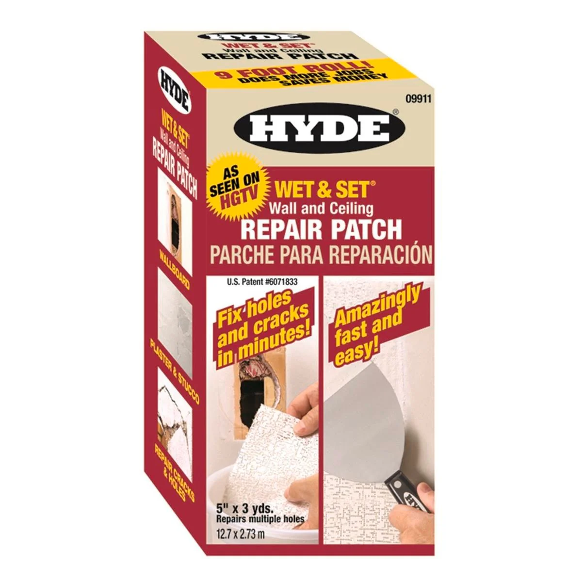 Hyde Wall Ceiling Plaster Patch - 5" x 3 yd - Cotton Fiber - Quick Set