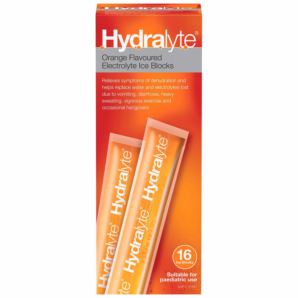 Hydralyte Electrolyte Ice Blocks Orange 2 x 16 (32 x 62.5mL) - Image 2