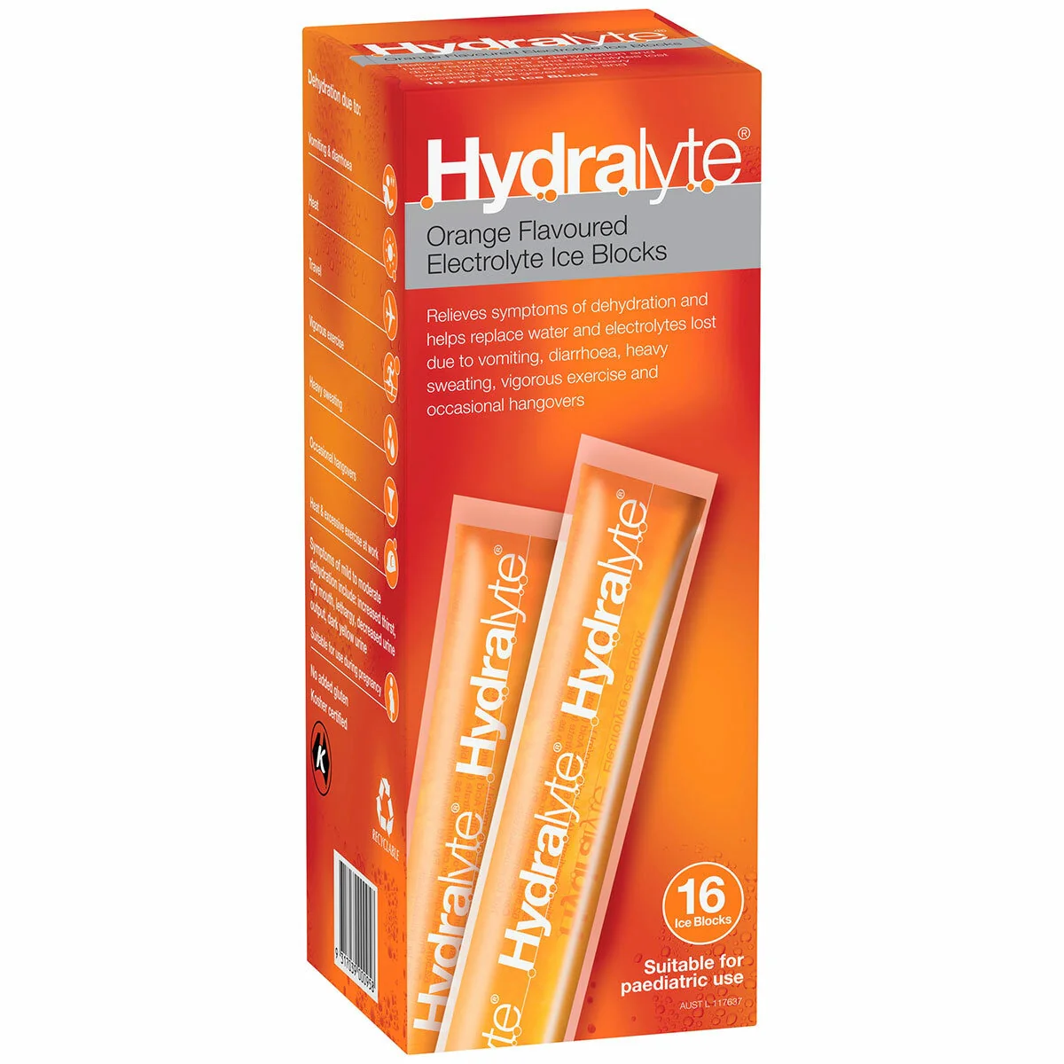 Hydralyte Electrolyte Ice Blocks Orange 2 x 16 (32 x 62.5mL) - Image 3