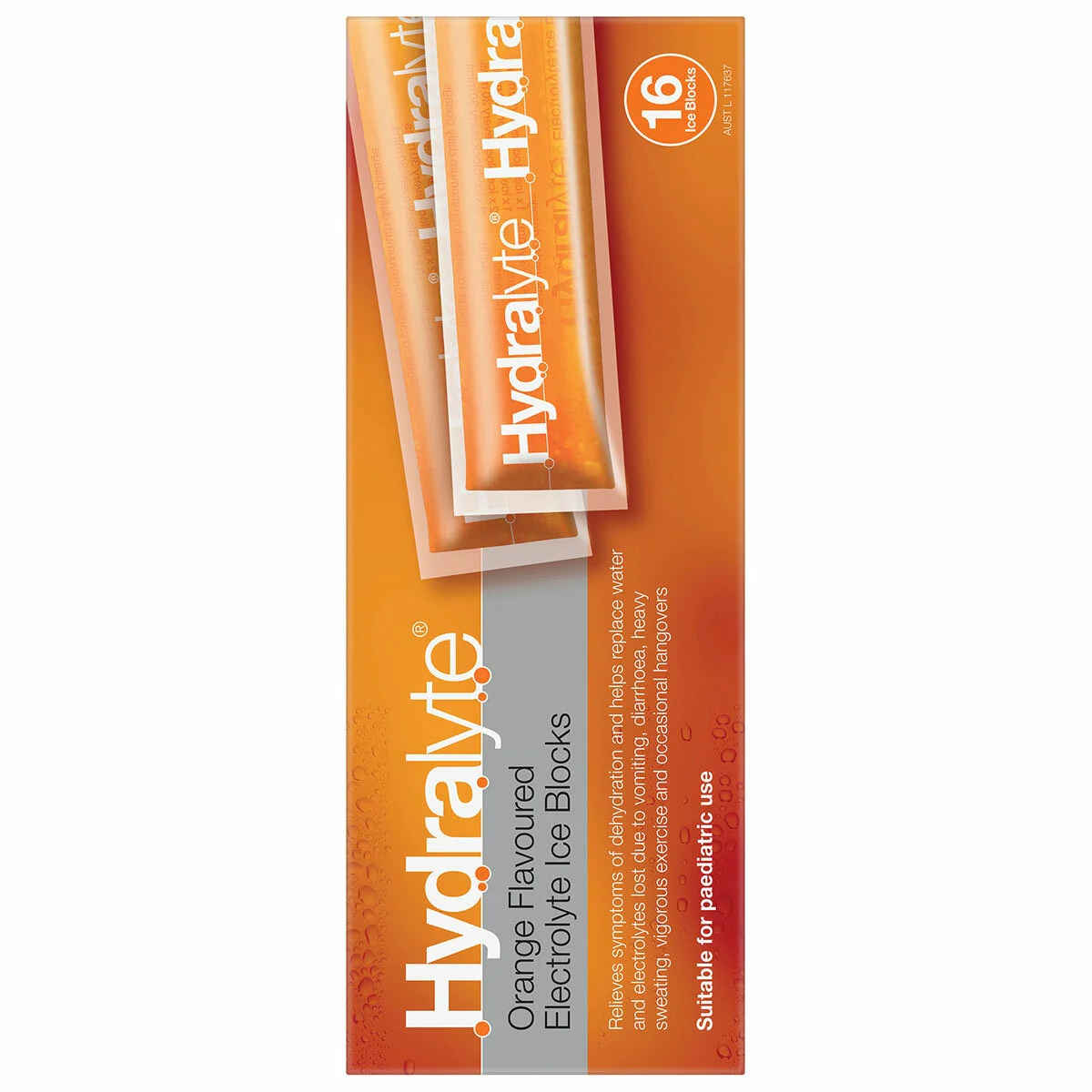 Hydralyte Electrolyte Ice Blocks Orange 2 x 16 (32 x 62.5mL) - Image 4