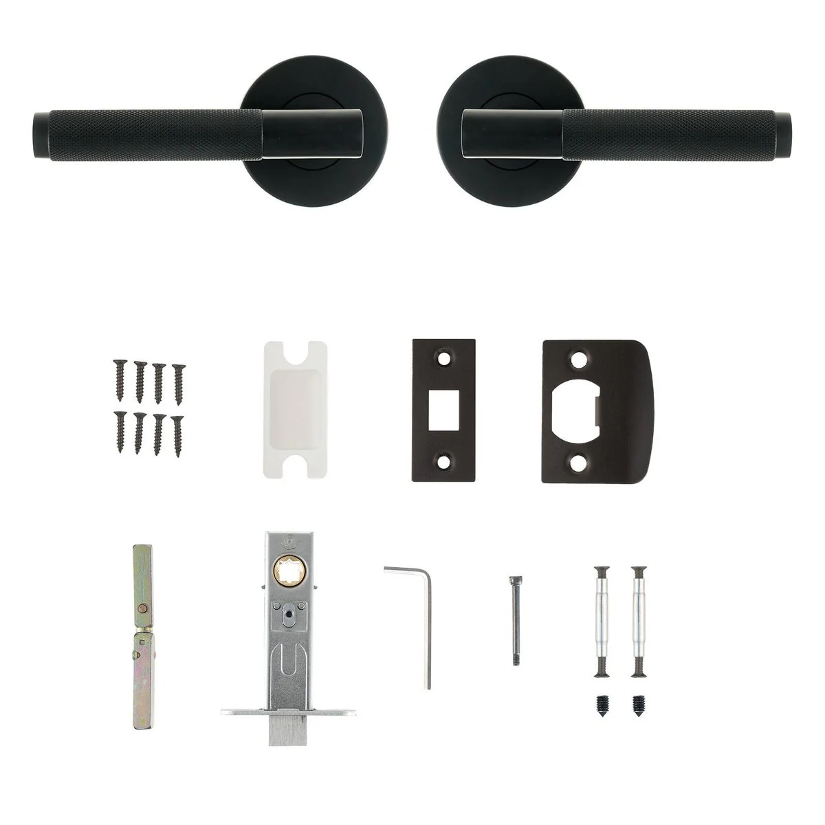 Ikonic Black Matte Knurled Privacy Lever Set - 1 Pack - 165mm x 190mm - Snib Locking - Image 3