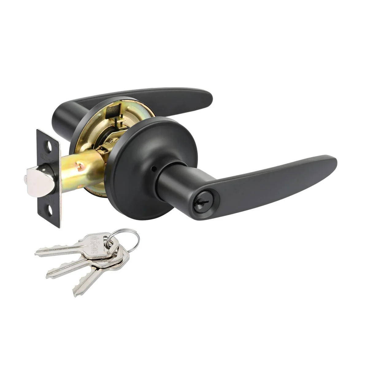 Ikonic Black Matte Norr Entrance Lever Set - 185mm x 188mm x 65mm - Secure Key Lock
