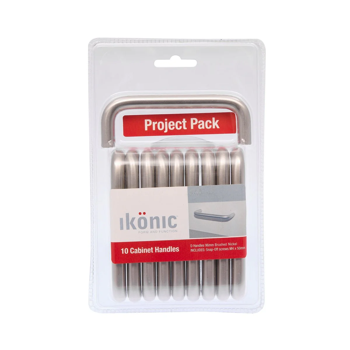 Ikonic D Handle - 96mm - Zinc Alloy - Brushed Nickel Finish - Image 2