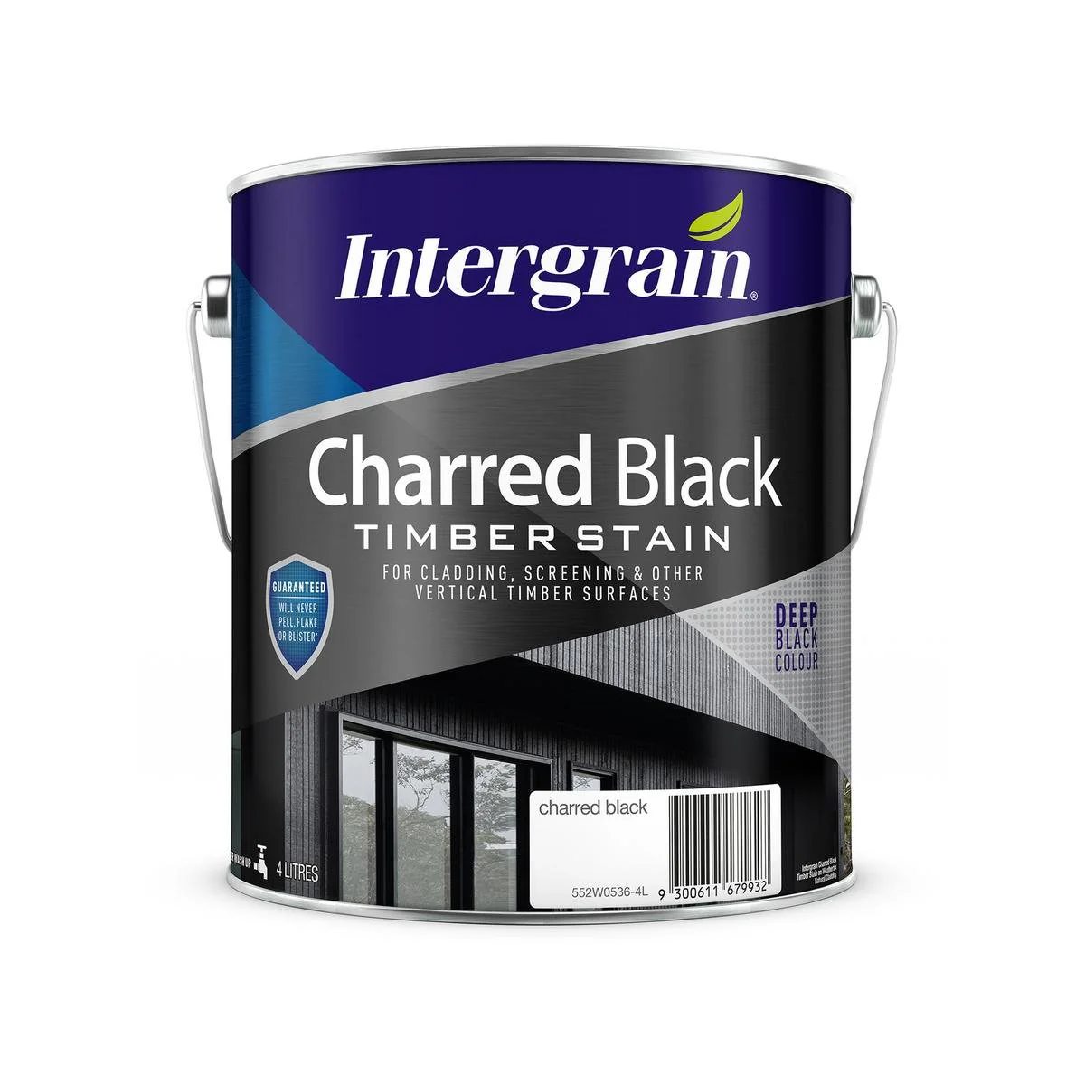 Intergrain Charred Black Timber Stain 4L - 4L - UV Resistant, Waterproof