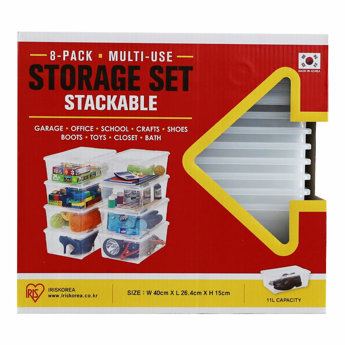 Iris Stackable Storage Box 11 Litre Capacity 8 Pack Clear Plastic - Image 7