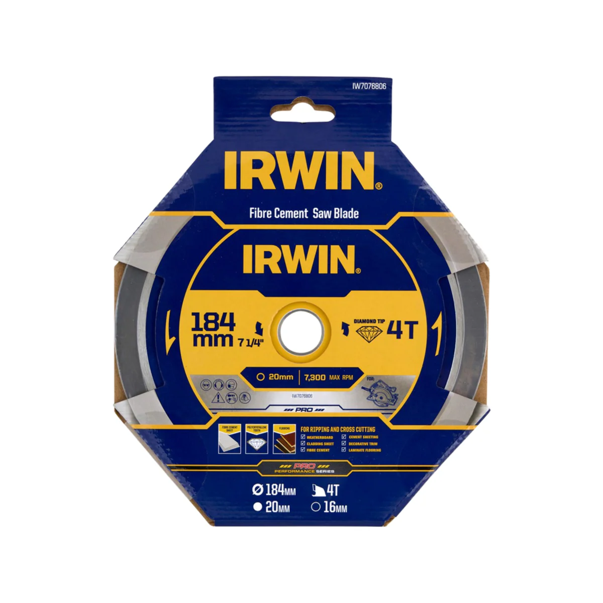 Irwin 184mm 4t Marathon Pro PCD Circular Saw Blade - Durable - Precision Cutting - Image 2