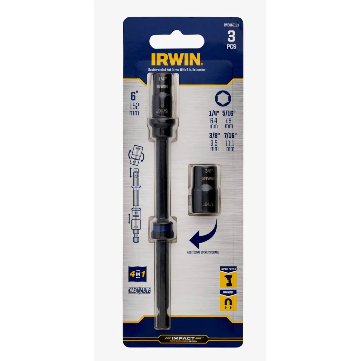 Irwin 2 Piece Double End Nut Driver Extension Set - 80mm x 30mm x 200mm - Durable Performance - Image 2