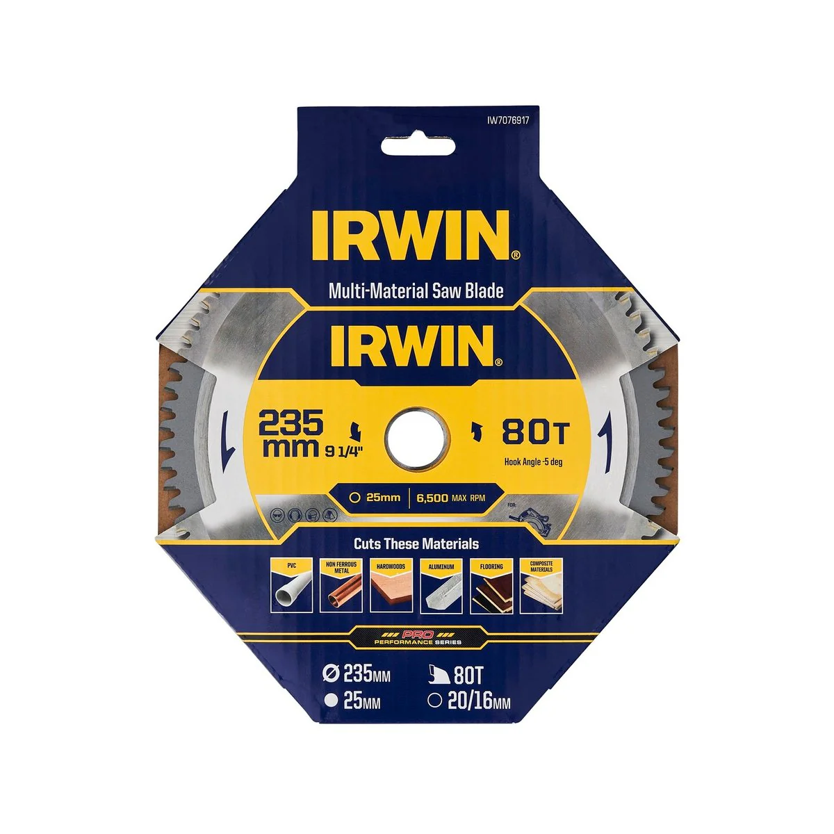 Irwin 235mm 80t Marathon Pro Multi Material Circular Saw Blade - Precision Cutting - Durable Steel Body - Image 2