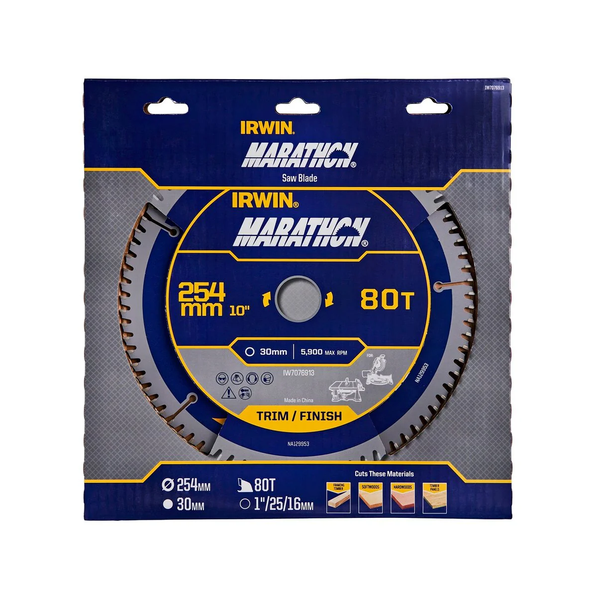 Irwin 254mm 80T Marathon Circular Saw Blade - Tungsten Carbide - Durable - Image 2