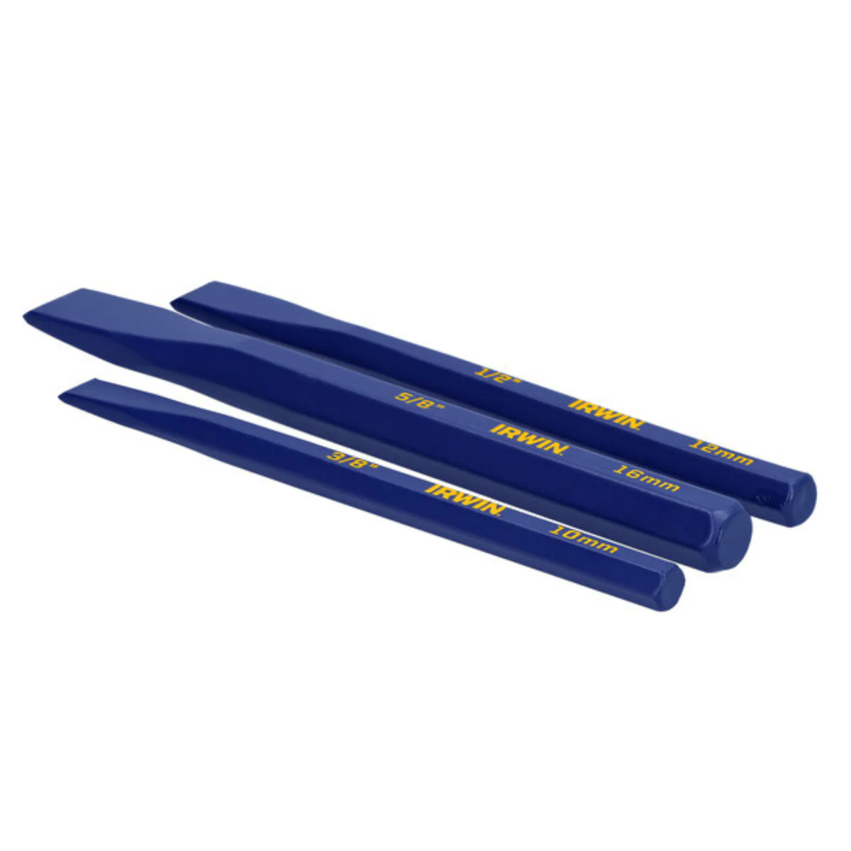 Irwin 3 Piece Cold Chisel Set - Forged Steel - 68mm x 24mm x 230mm - Rust Resistant - Image 2