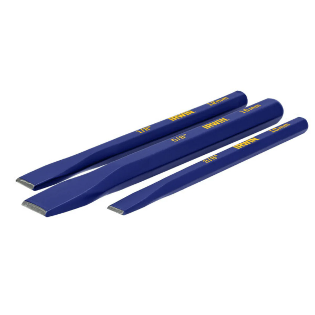 Irwin 3 Piece Cold Chisel Set - Forged Steel - 68mm x 24mm x 230mm - Rust Resistant - Image 3