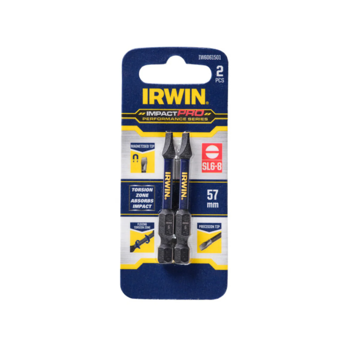 Irwin Impact Bits - 57mm - Magnetised - High Torque Performance - 2 Pack