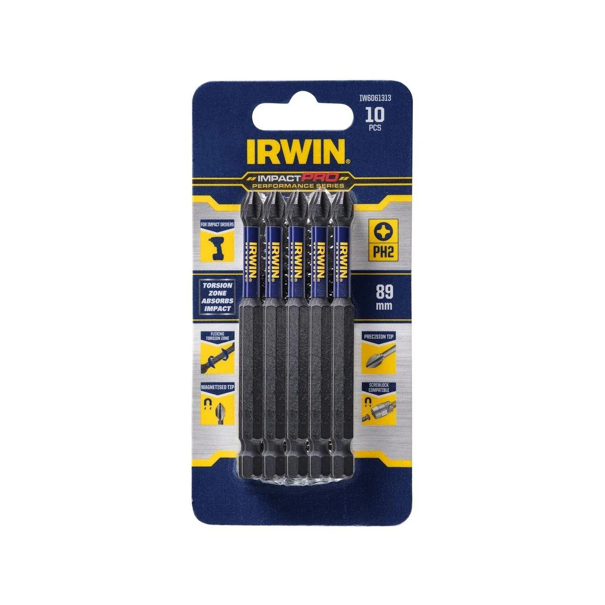 Irwin Impact Bits - 89mm - Magnetised - High Strength - 10 Pack