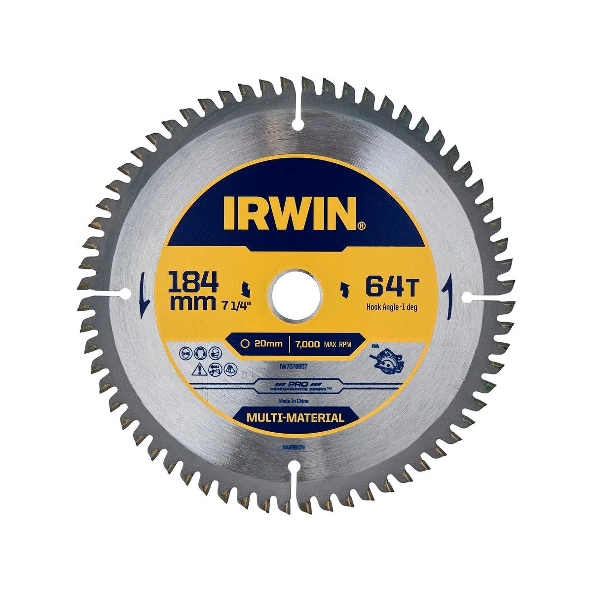Irwin Marathon Pro Circular Saw Blade 184mm 64T - Multi Material - Durable