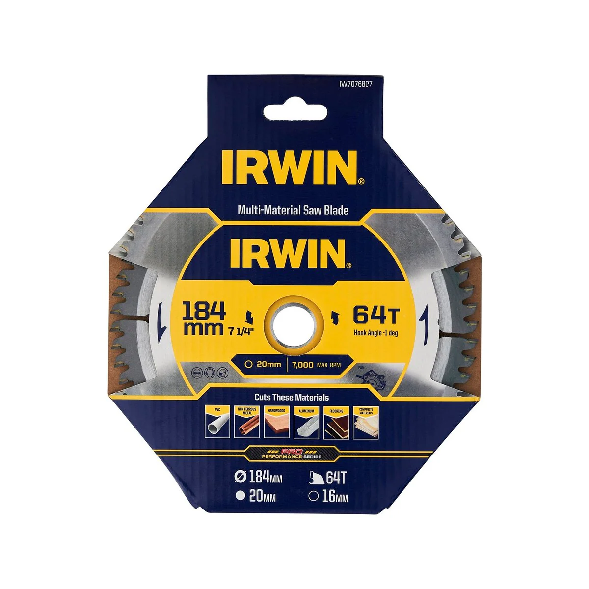 Irwin Marathon Pro Circular Saw Blade 184mm 64T - Multi Material - Durable - Image 2