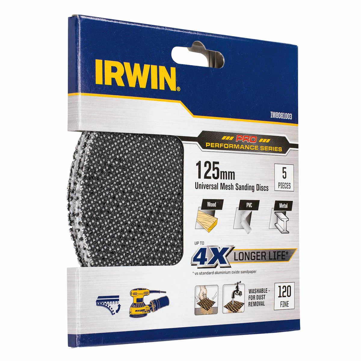 Irwin Orbital Sanding Disc - 125mm - Silicon Carbide - 120 Grit - Image 2