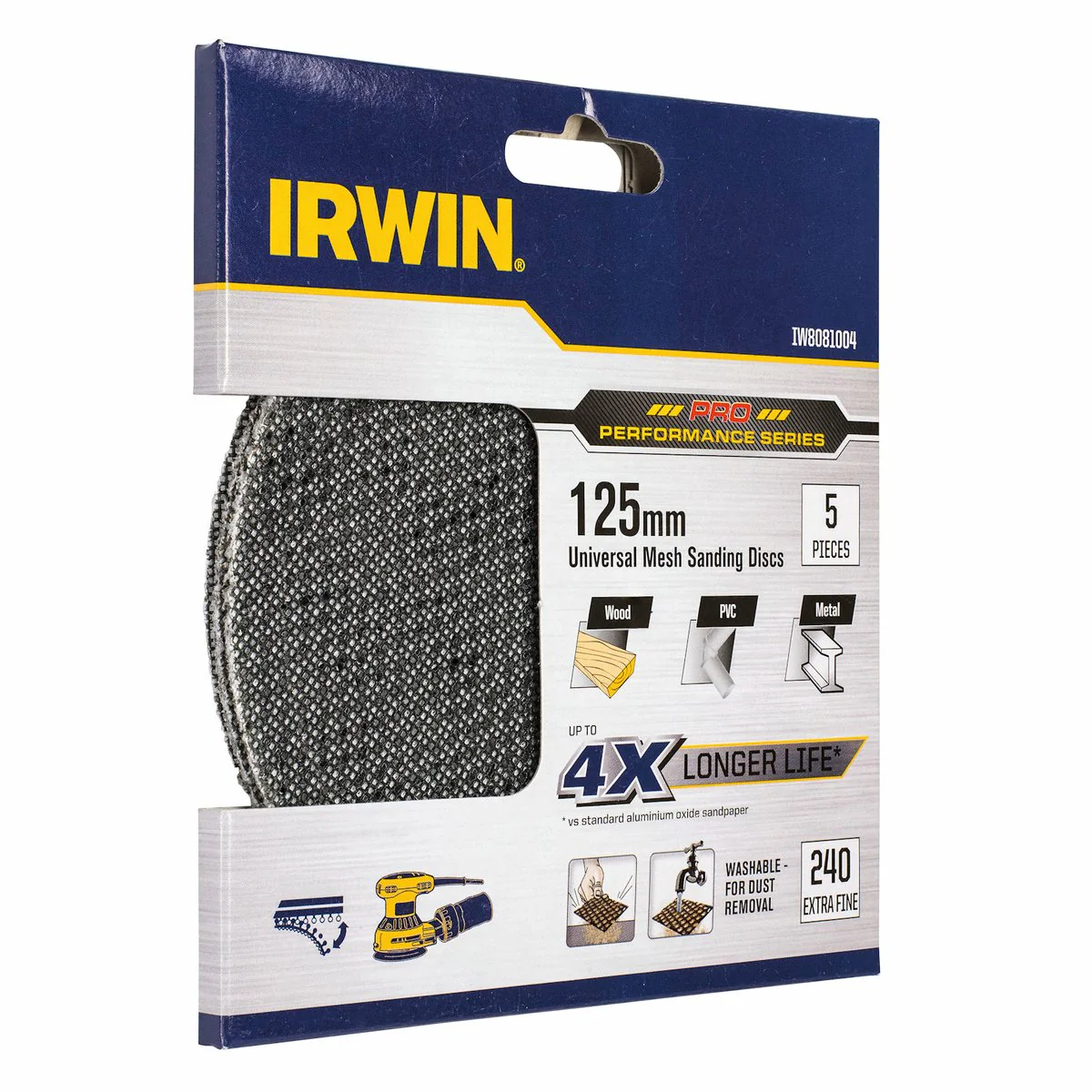 Irwin Orbital Sanding Disc - 125mm - Silicon Carbide - 240 Grit - Image 2