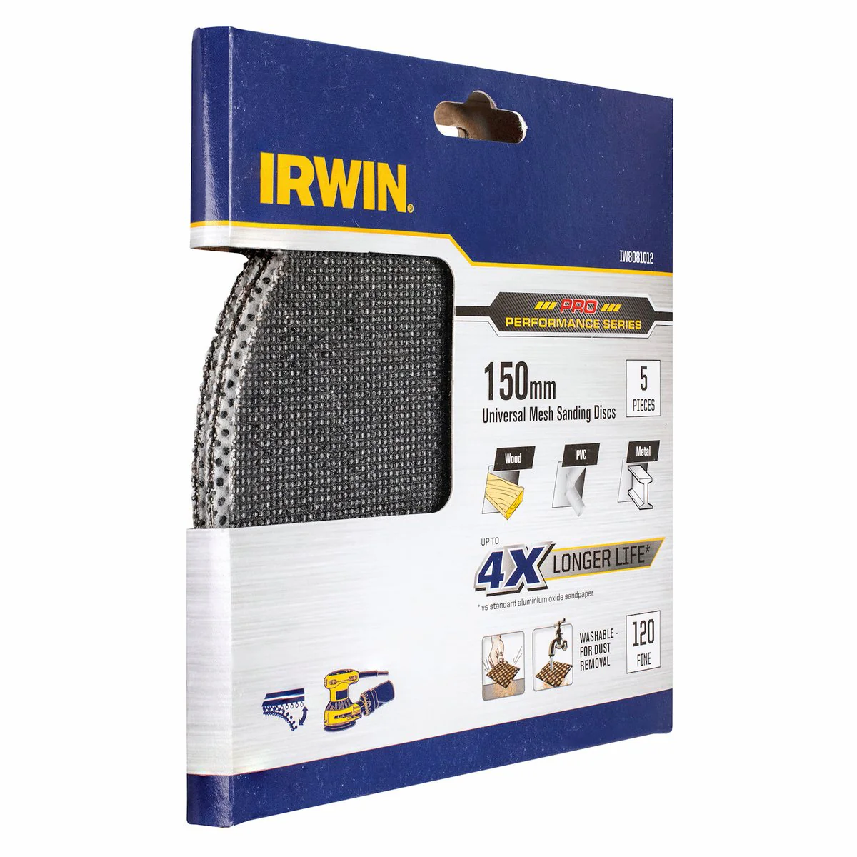 Irwin Orbital Sanding Disc - 150mm - Silicon Carbide - 120 Grit - 5 Pack - Image 2