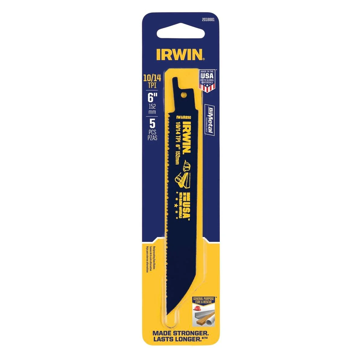 Irwin Reciprocating Saw Blade - 152mm - Bi-Metal - Fire & Rescue