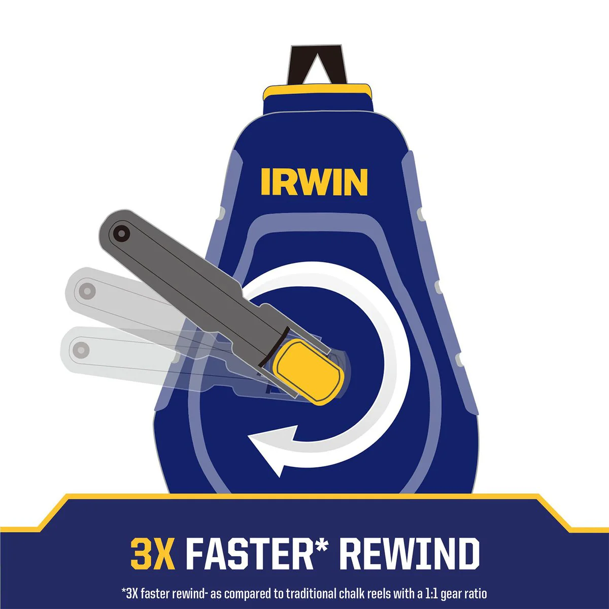 Irwin Strait Line Compact Chalk Reel - 9m - 3:1 Gear Ratio - Anti-Jam Design - Image 2