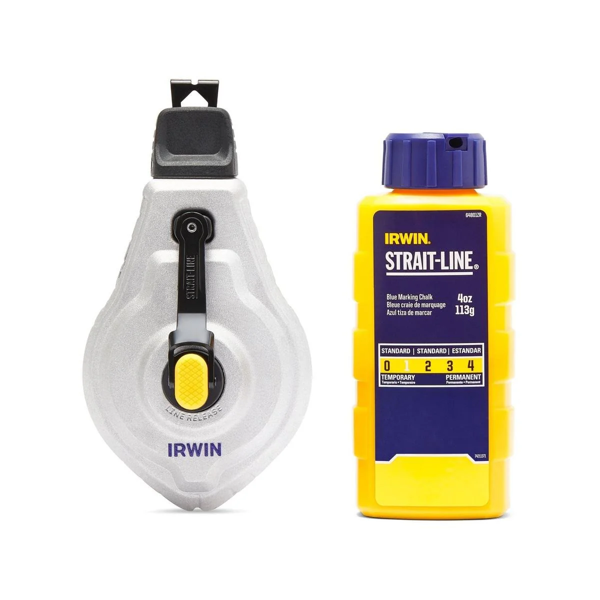 Irwin Strait Line Mach6 Chalk Reel - 30m Line - Blue - Durable Aluminium