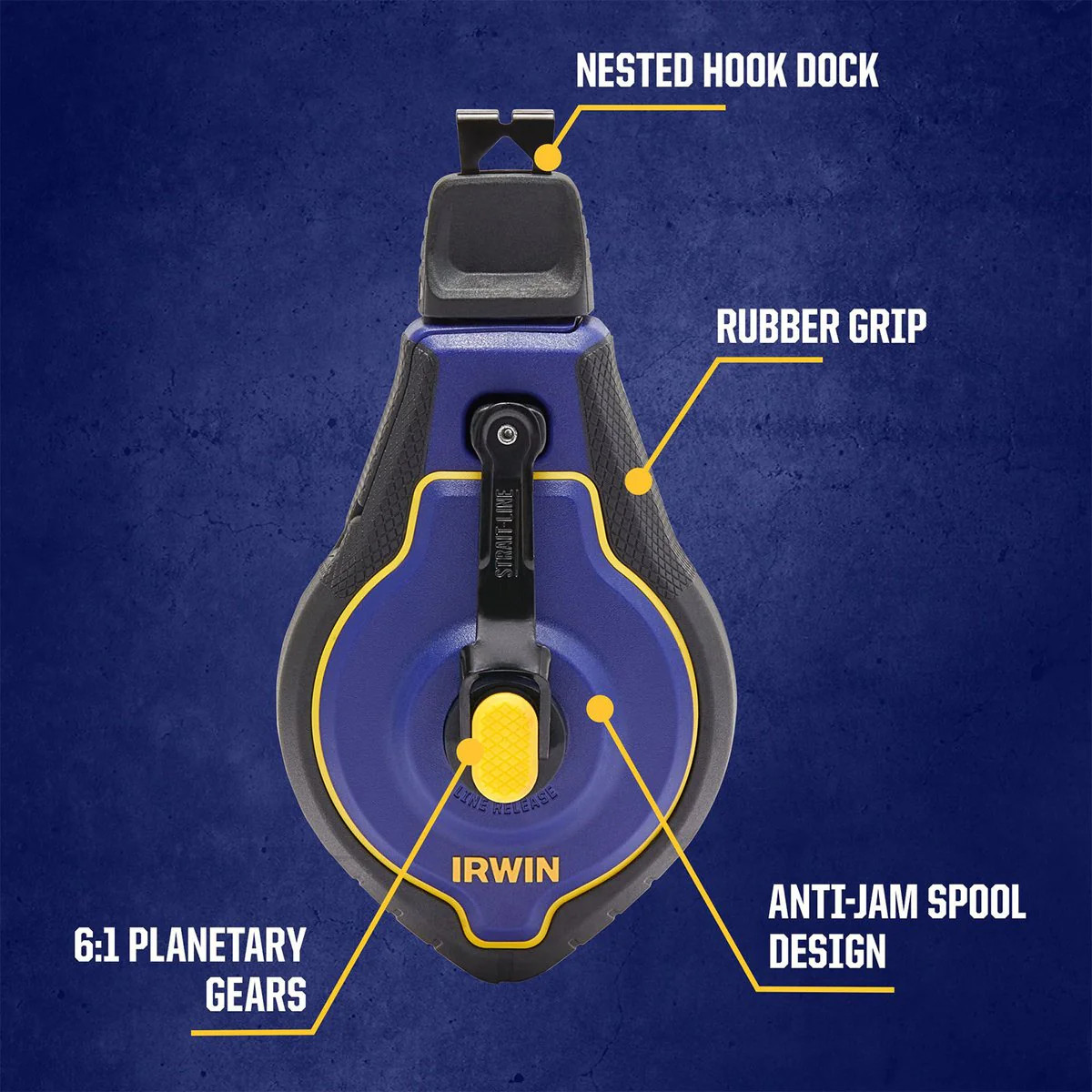 Irwin Strait Line Speedline Pro Chalk Reel - 30m - 6:1 Gear System - Anti-Jam - Image 2