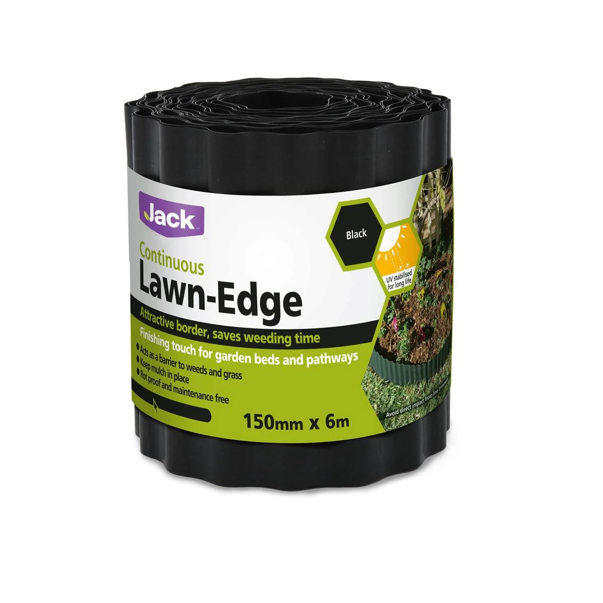 Jack Continuous Lawn Edge - 150mm x 6m - Plastic - Weed Barrier