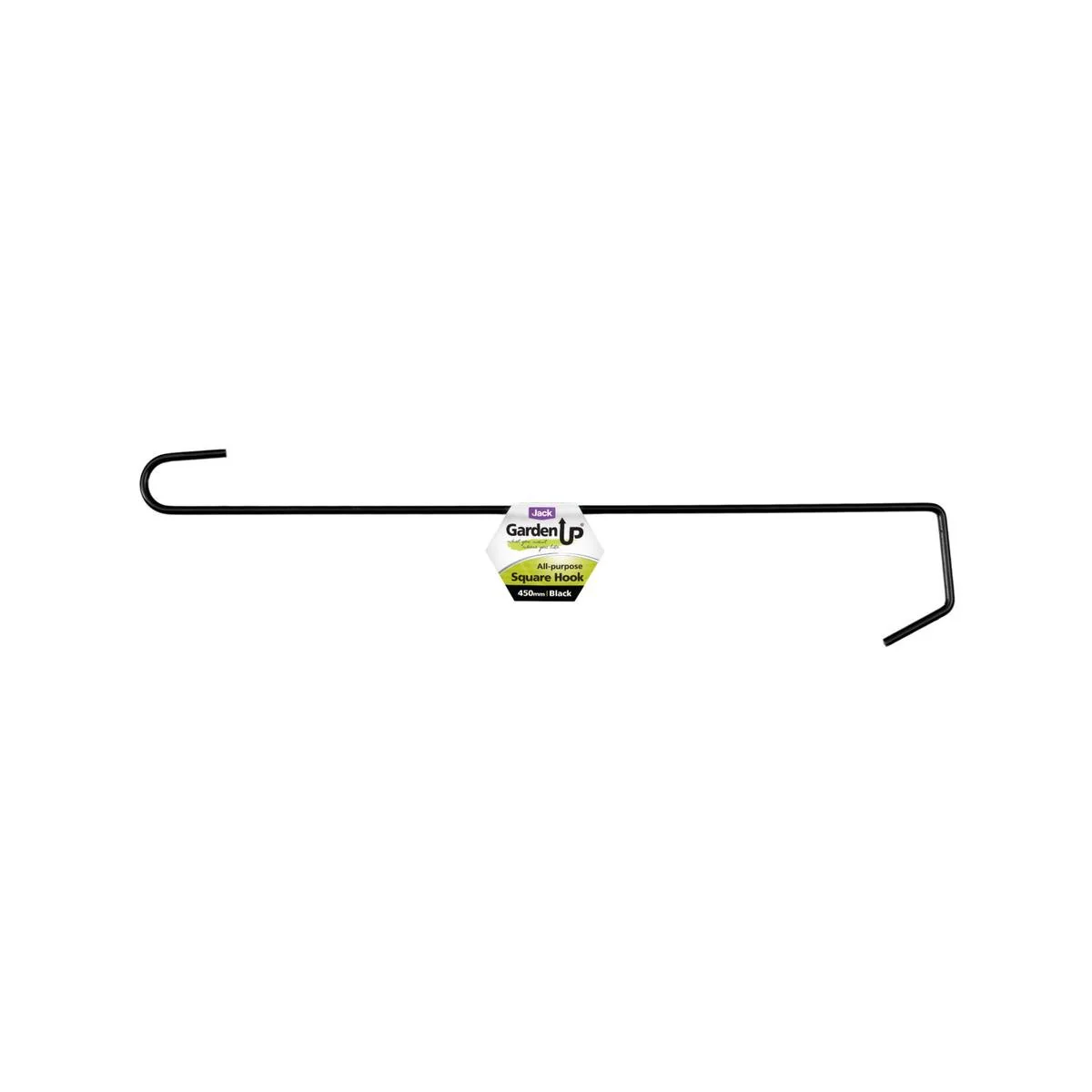 Jack Hanging Basket Hook - 450mm Black Steel - Strong Durable Design