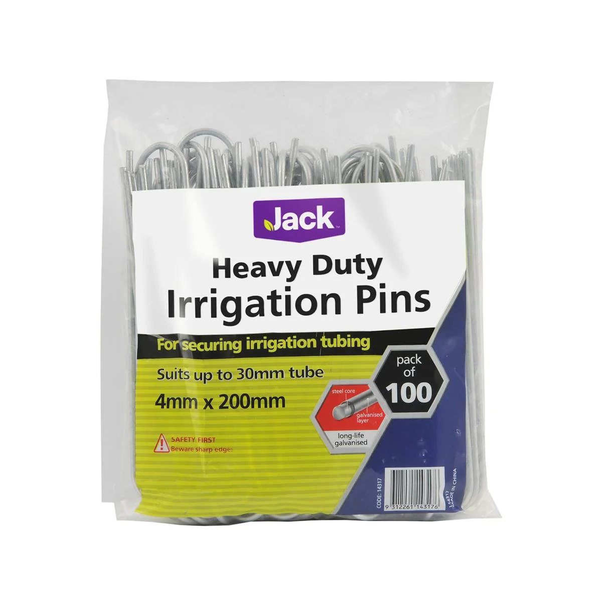 Jack Heavy Duty Irrigation Pins 20cm Steel 100 Pack Durable Galvanised