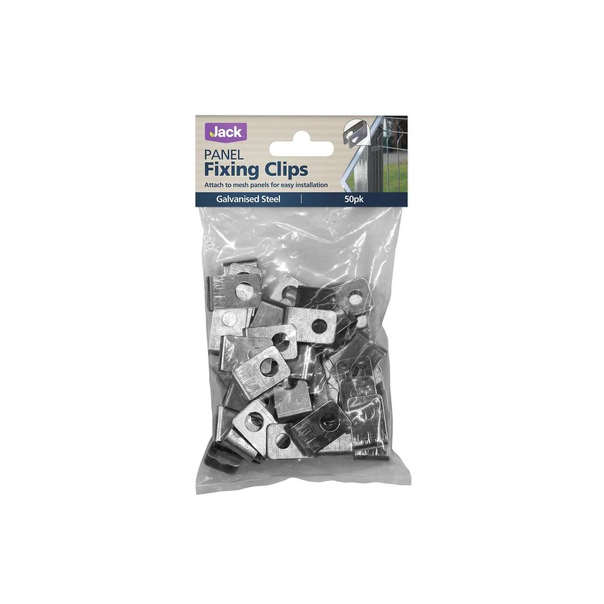 Jack Panel Fixing Clips - 50 Pack - Galvanised Steel - Easy Installation