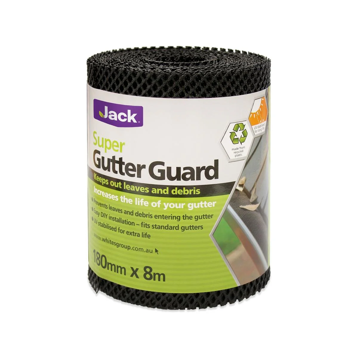 Jack Super Gutter Guard - 180mm x 8m - Recycled Plastic - UV Stabilised