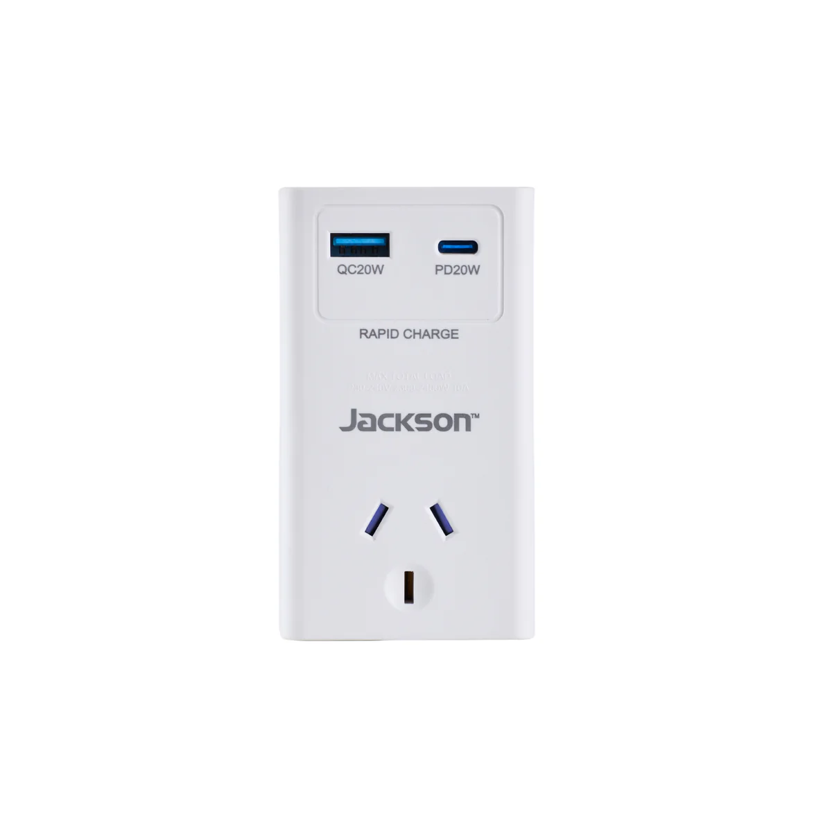 Jackson 1 Outlet Adaptor USB-C & USB-A 20W - Compact White 96mm - Image 2