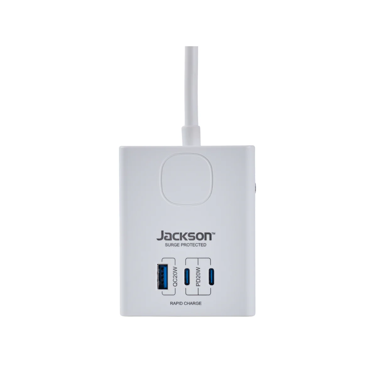 Jackson 3 Outlet Power Cube - 2 PD 20W USB-C & 1 USB-A - 1.2m Lead - White - Image 2