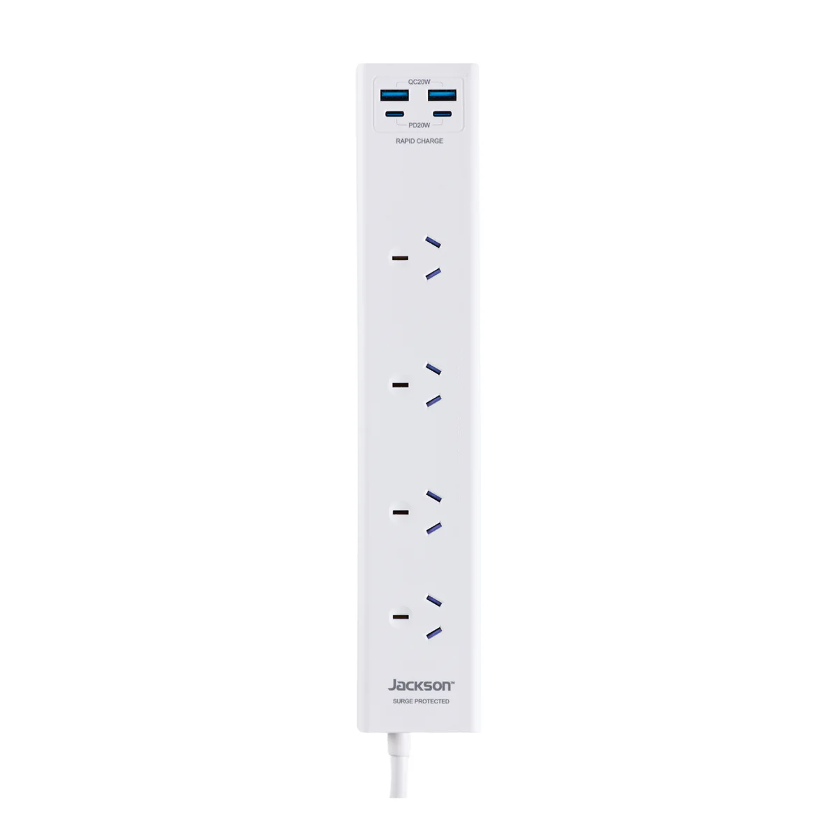 Jackson 4 Outlet Powerboard - 1.75m Lead - PD20W USB-C - White - Image 2