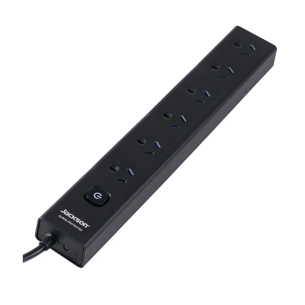 Jackson 6 Outlet Powerboard - 1.8m Lead - Black - Surge Protection - Safety Shutter Sockets - Image 4