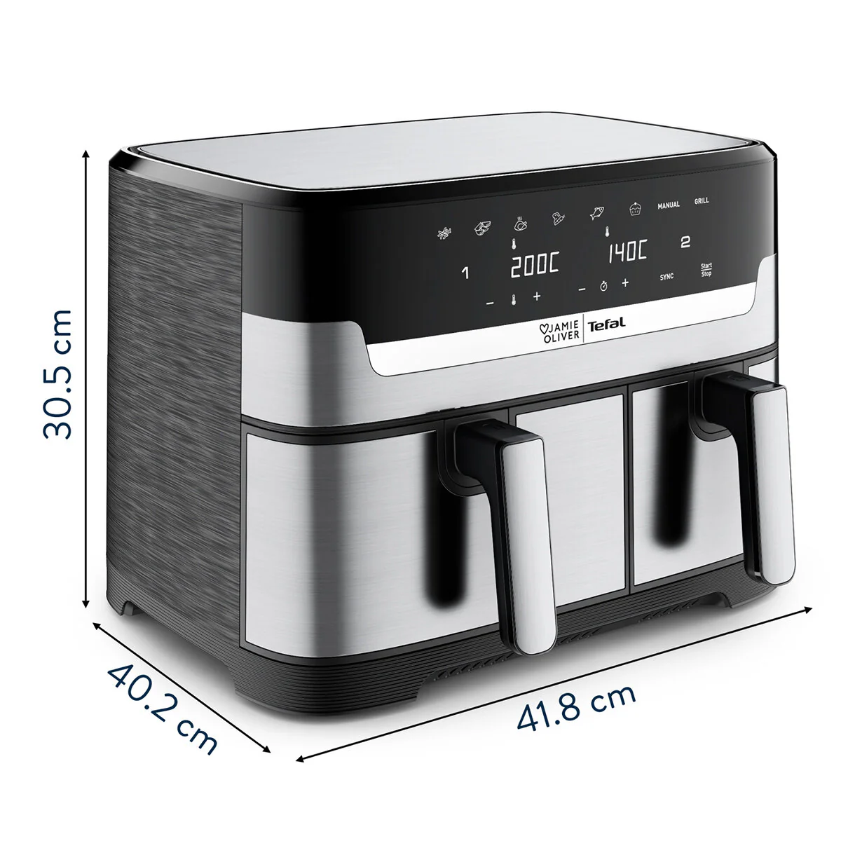Tefal Jamie Oliver Dual Drawer Air Fryer EY905J 8.3L Stainless Steel - Image 2