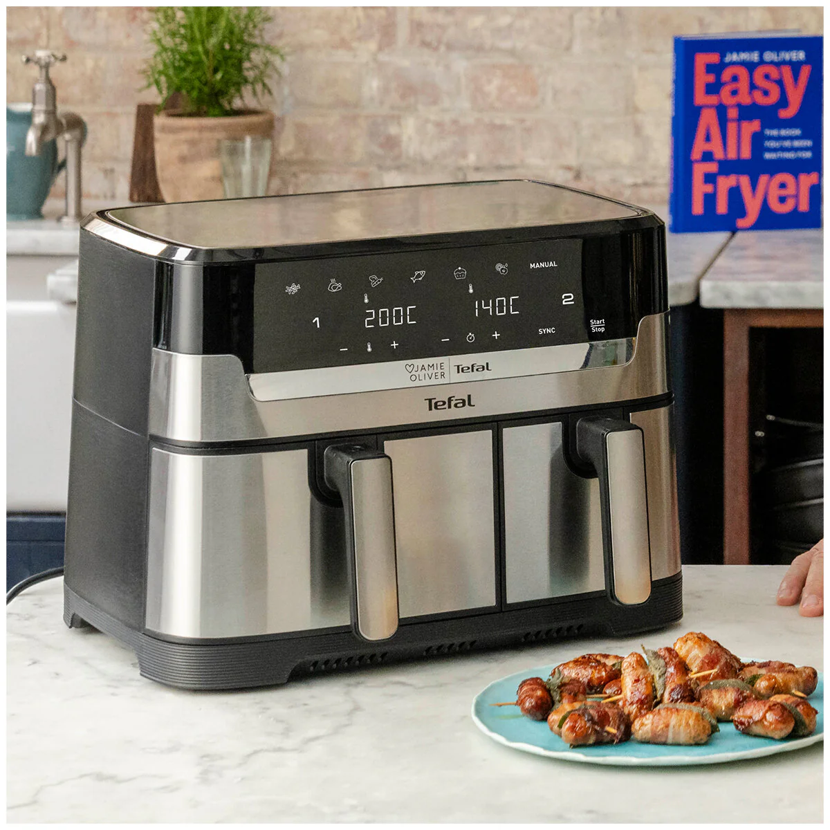 Tefal Jamie Oliver Dual Drawer Air Fryer EY905J 8.3L Stainless Steel - Image 6