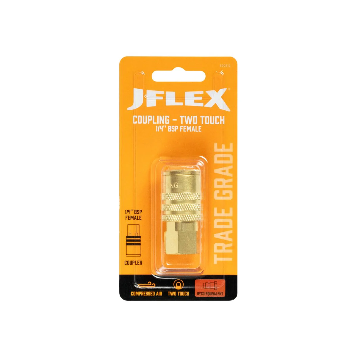 Jflex 1/4 Bsp Female Coupling - Brass - High Airflow - Durable - 600212 - Image 2