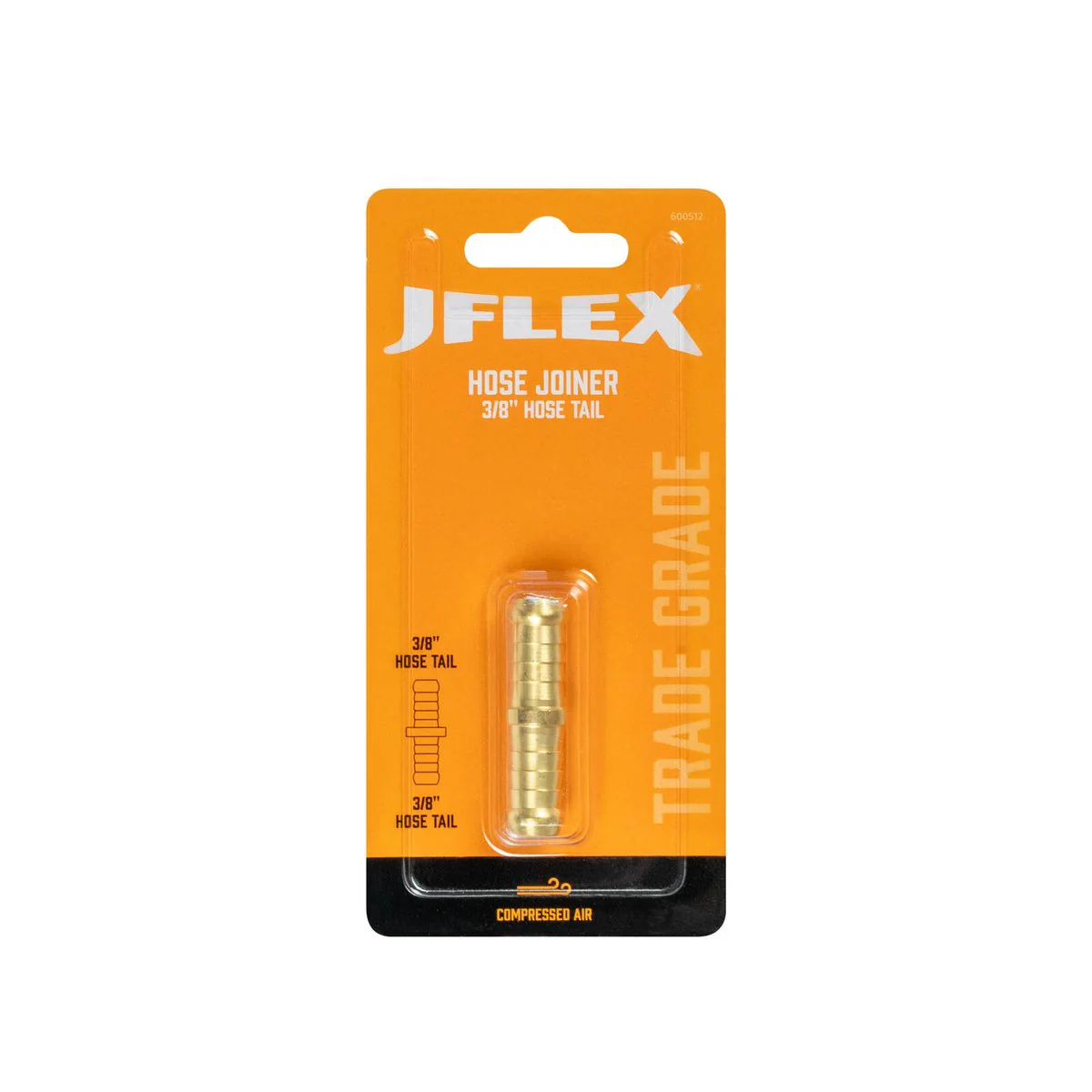 Jflex 3/8" Hose Tail Joiner - Heavy-Duty Brass - Dual Barb Grip - 10mm - Image 2
