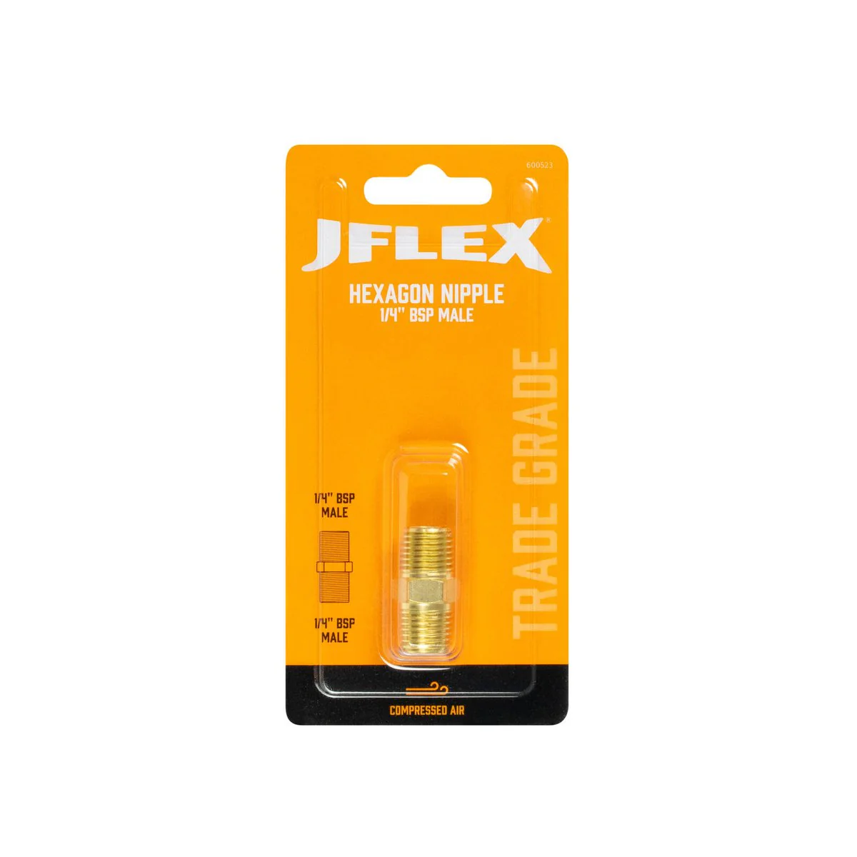 Jflex Hexagon Nipple 1/4" BSP - Brass Fitting - Durable - High Flow Capacity - Image 2