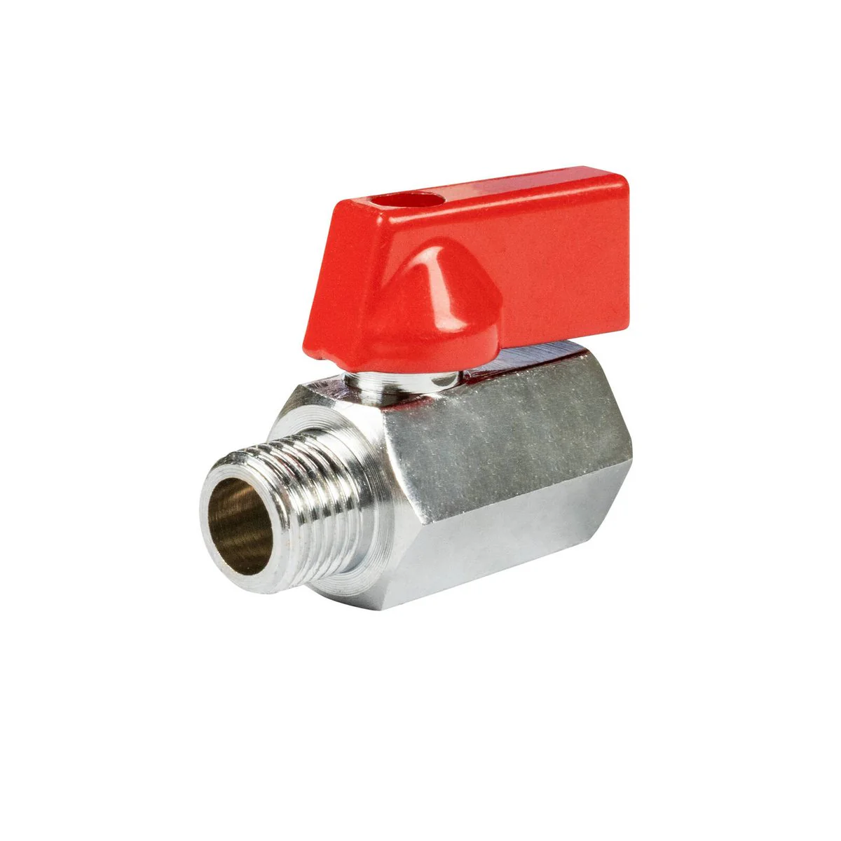 Jflex Mini Ball Valve 1/4" BSP Male & Female - Nickel-Plated Brass - High Pressure